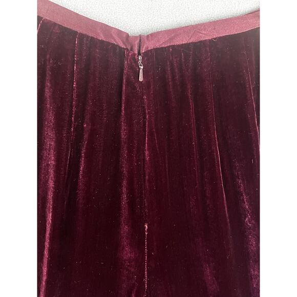 VTG Ann Taylor Loft Velvet Pants Size 12 Burgundy Wide Leg Evening Holiday 90s - Picture 4 of 10
